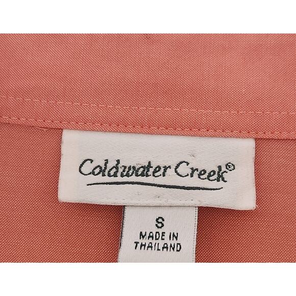 Coldwater Creek Orange Button Up Deep V Neck Dress Top Small Lightweight Collard - Picture 4 of 5